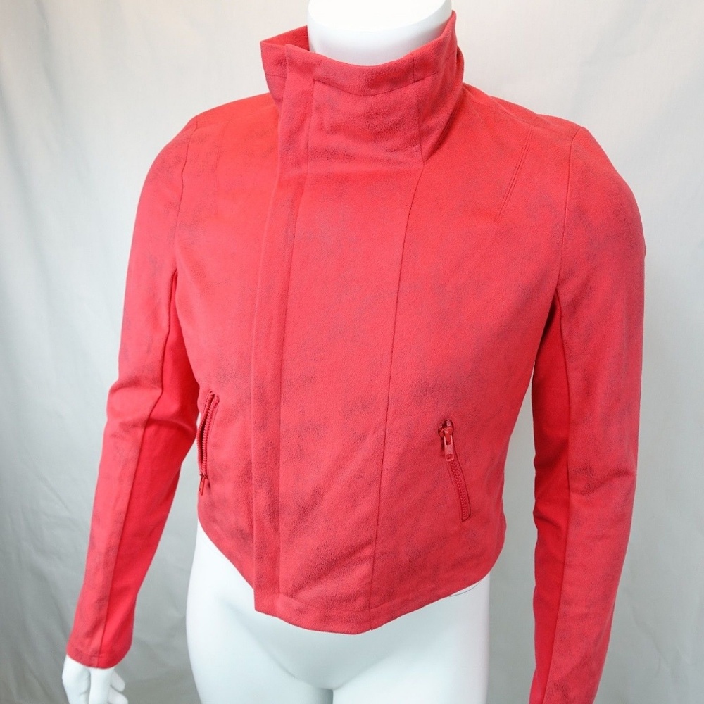R&R Salmon Pink Cropped Motorcycle Jacket - Picture 2 of 7